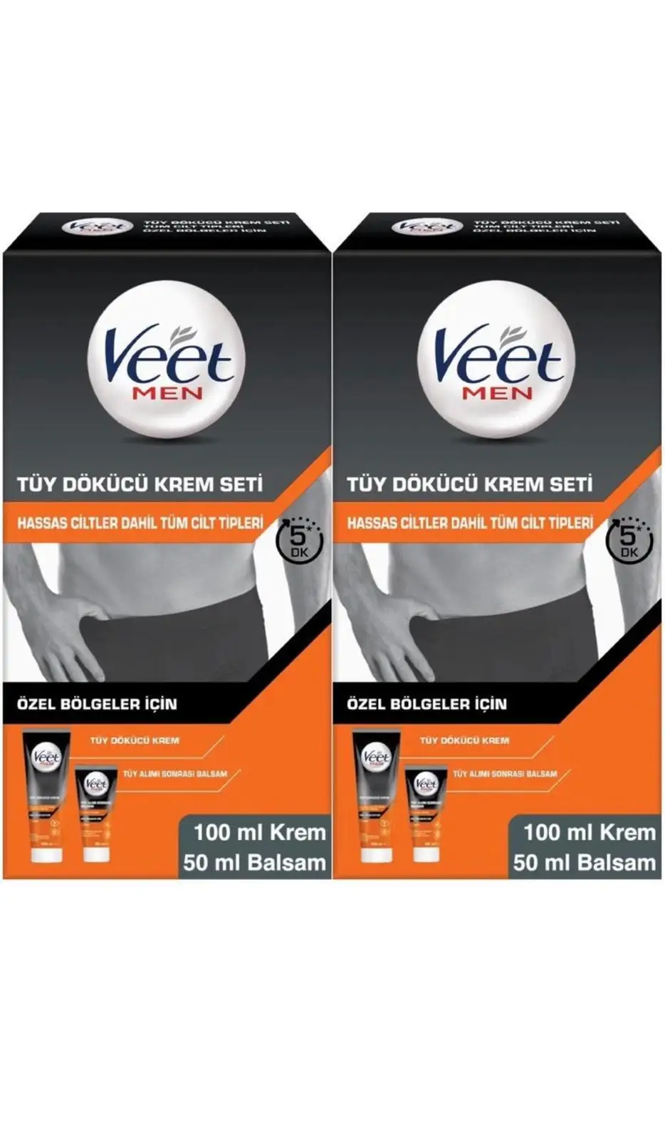 

Veet Men Hair Removal Cream Set for Special Areas 100 ml cream & 50 ml balm x2
