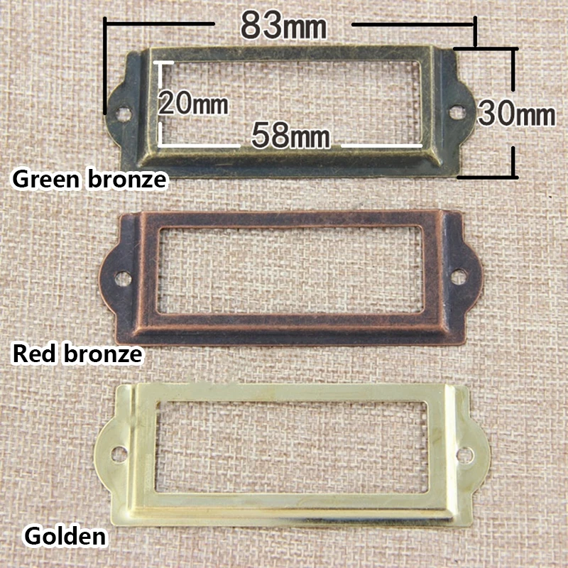 

3Pcs 83x30mm Vintage Pull Handle With Label Box Name Tag For Door Drawer Jewelry Wine Box Gift Box Furniture Cabinet Handles