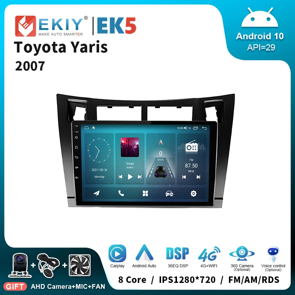 

EKIY EK5 9 "сенсорный экран 4G 64G автомобильное радио для Toyota Yaris 2007 AI голос Bluetooth USB видео плеер Carplay GPS навигация DSP
