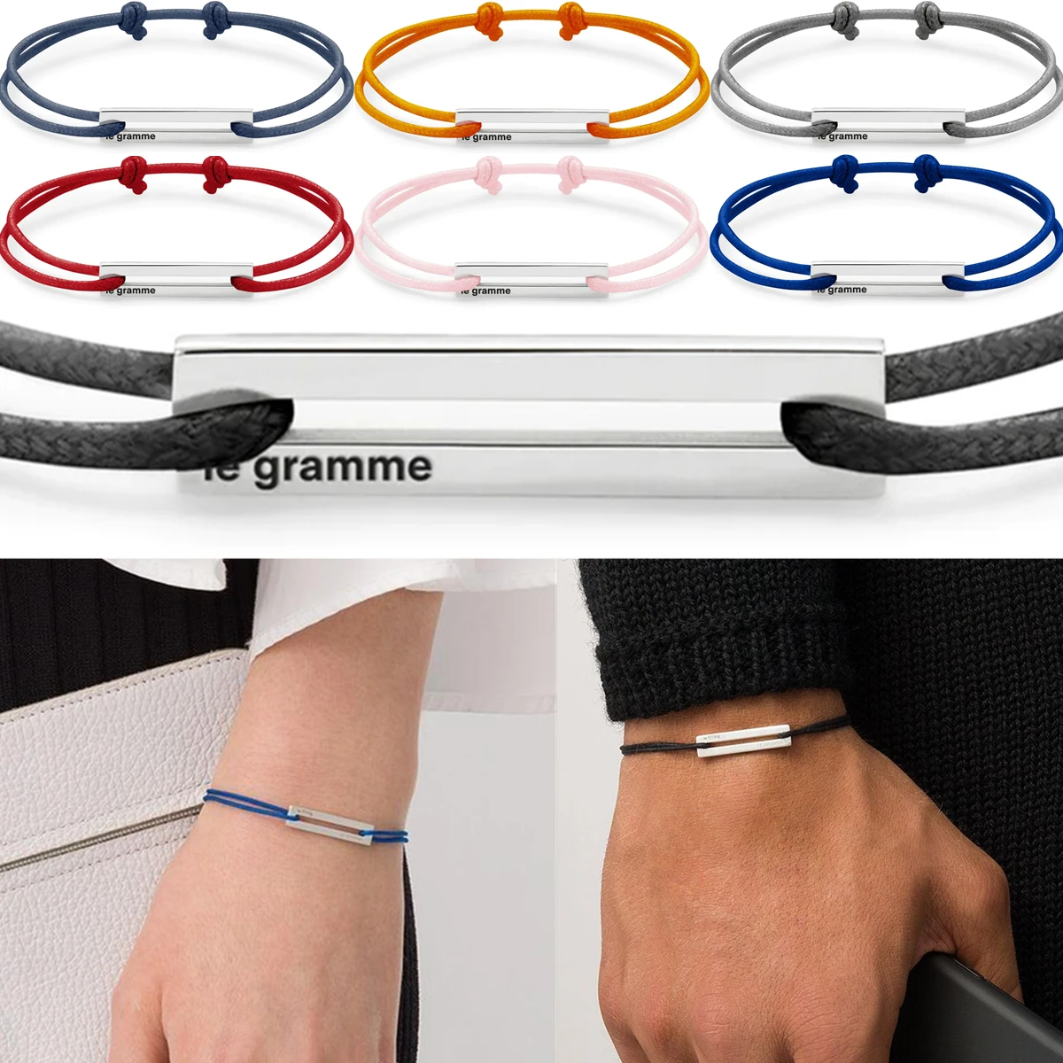 Женский браслет из серебра 925 пробы с нейлоновой веревкой