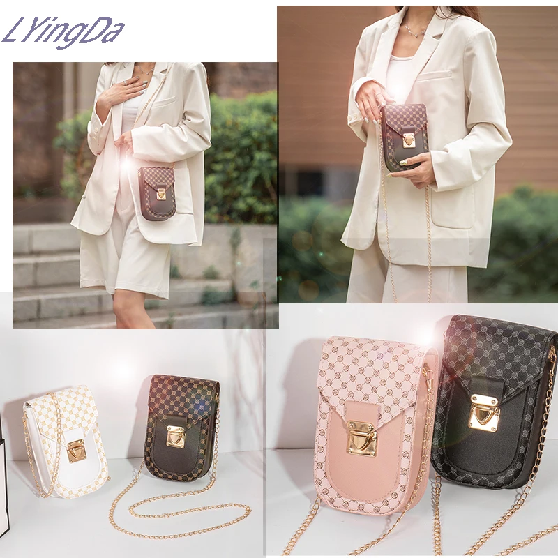 

LYingDa Women's Fashion Retro Handbag Versatile Ladies Chain Messenger Bag Light Luxury Chain Messenger Mobile Phone Bag