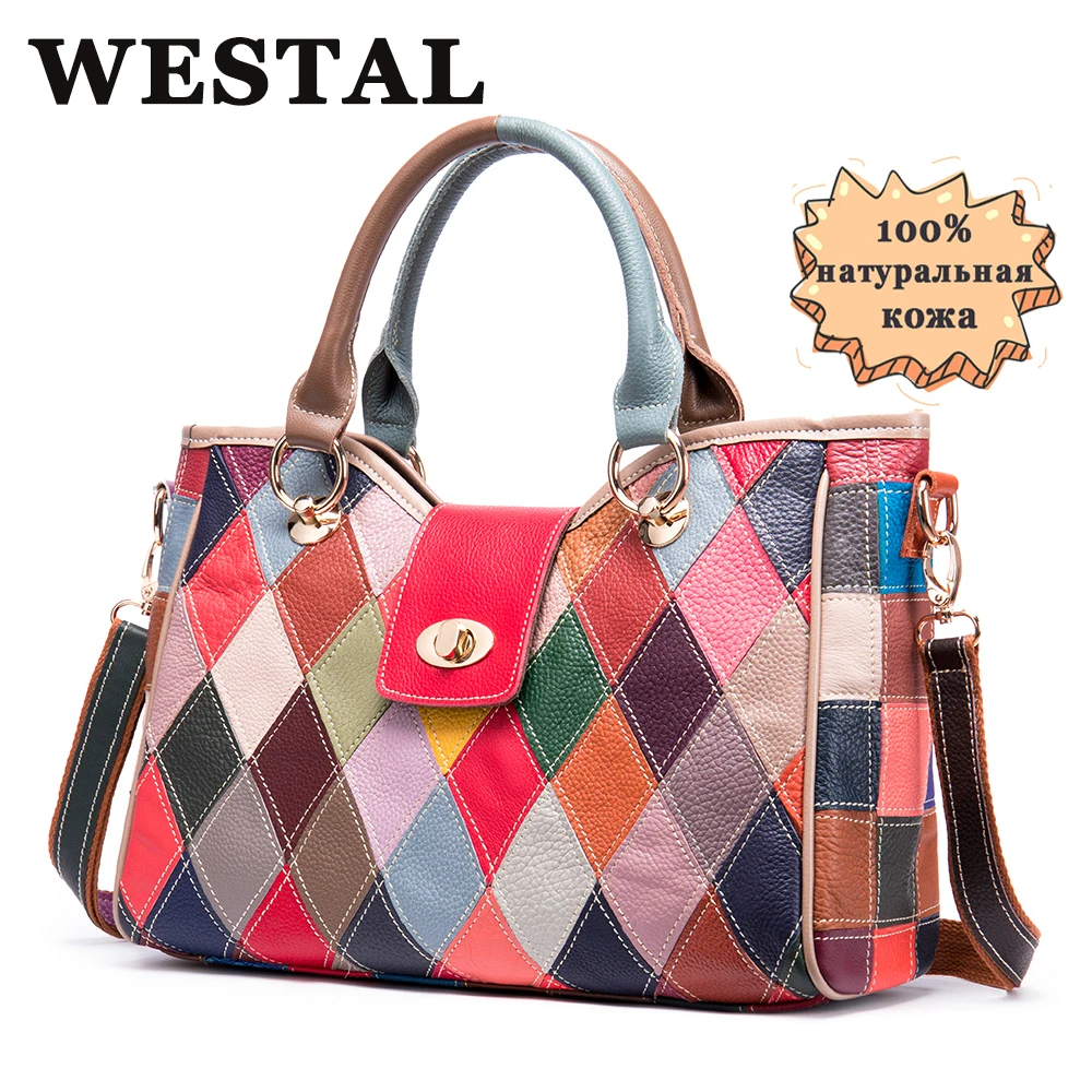 

WESTAL 100% Cowhide Leather Women's Bag Handbags Female Shoulder Crossbody Bag Large Capacity Casual Totes Bag Сумка Женская