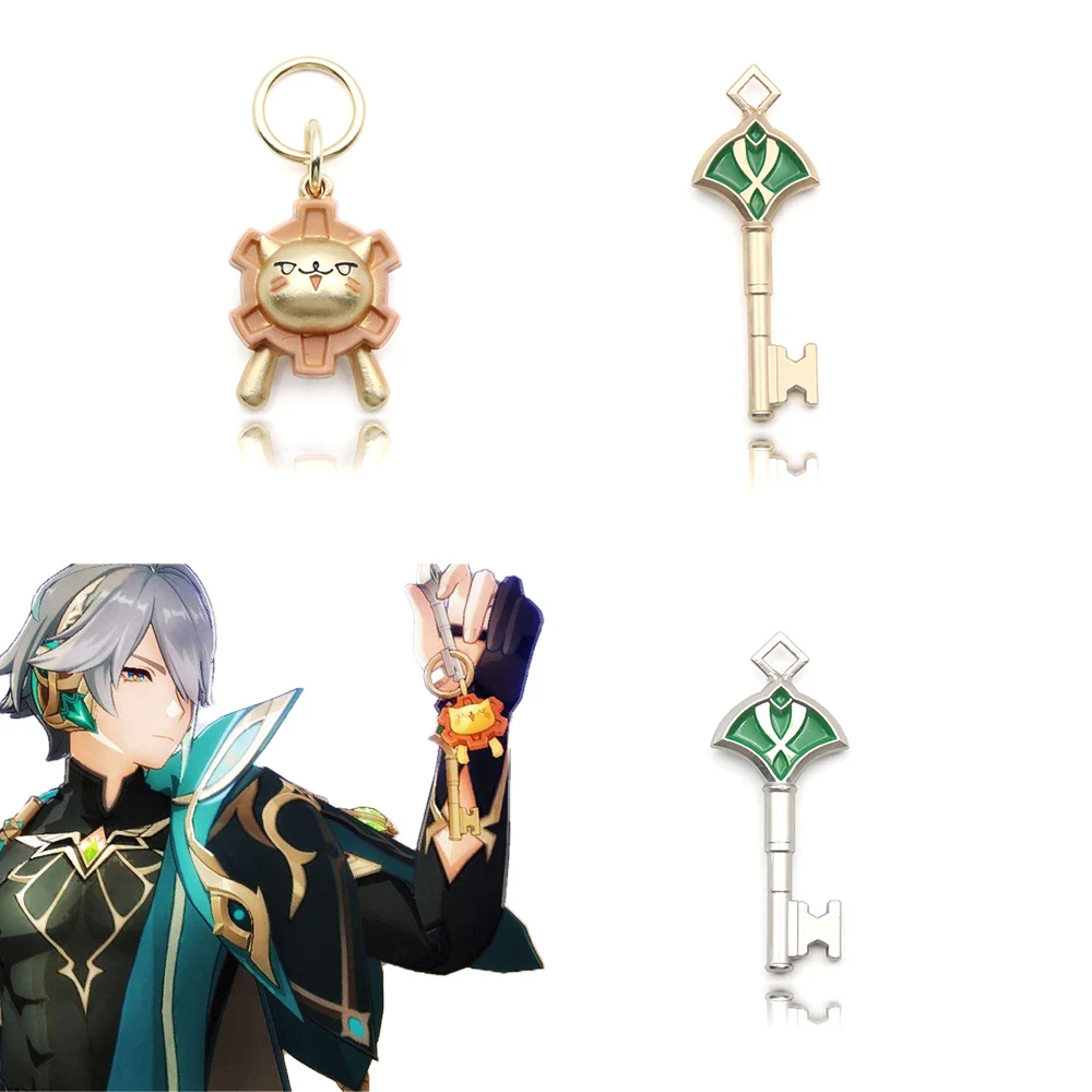 

Game Genshin Impact Vision Keychain Alhaitham Cute Metal Key Pendant Men Ladies Key Ring Jewelry Set Accessories Gift