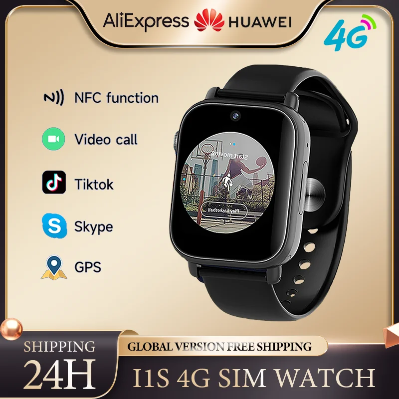 Huawei I1S Smart Watch 4G Network SIM Card 16GB NFC GPS Video Call Sport Fitness Bracelet Tracker Wifi Dual Camera Watch for Men