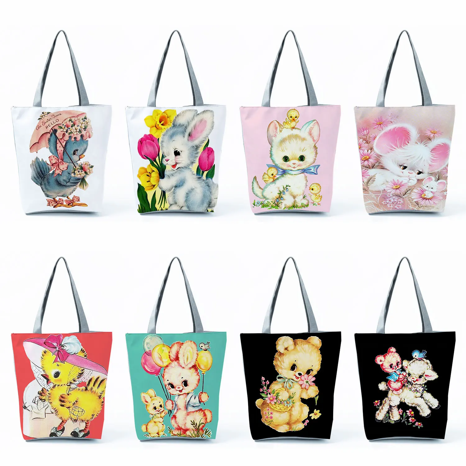 Вместительные сумки для покупок девочек милые с животными мультяшный кролик