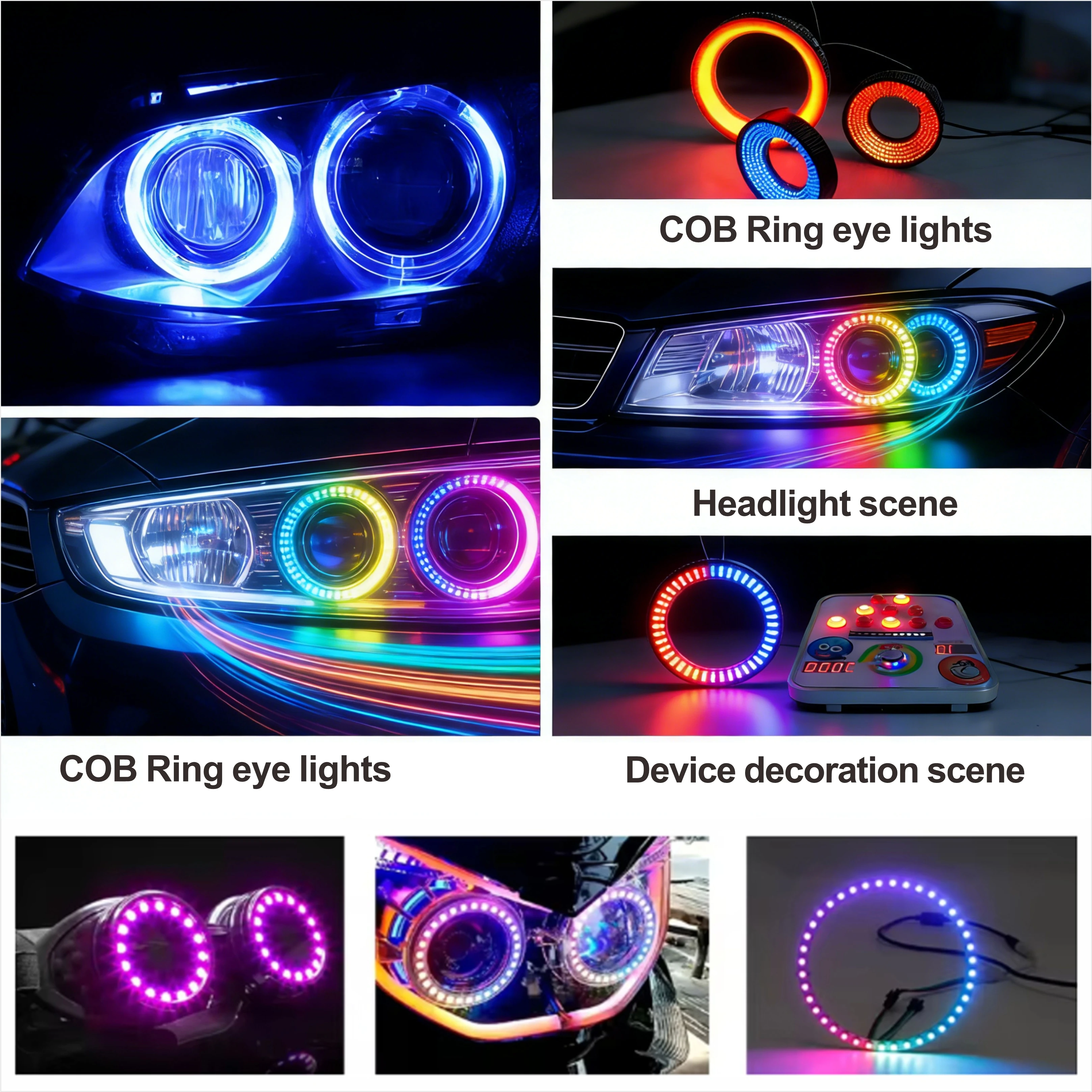 Фото Программируемое светодиодное кольцо WS2812 COB Smart RGB Angel Eye Halo Ring DC5V для модернизации фар автомобиля и мотоцикла, RGB Pixel Angel Eye №3