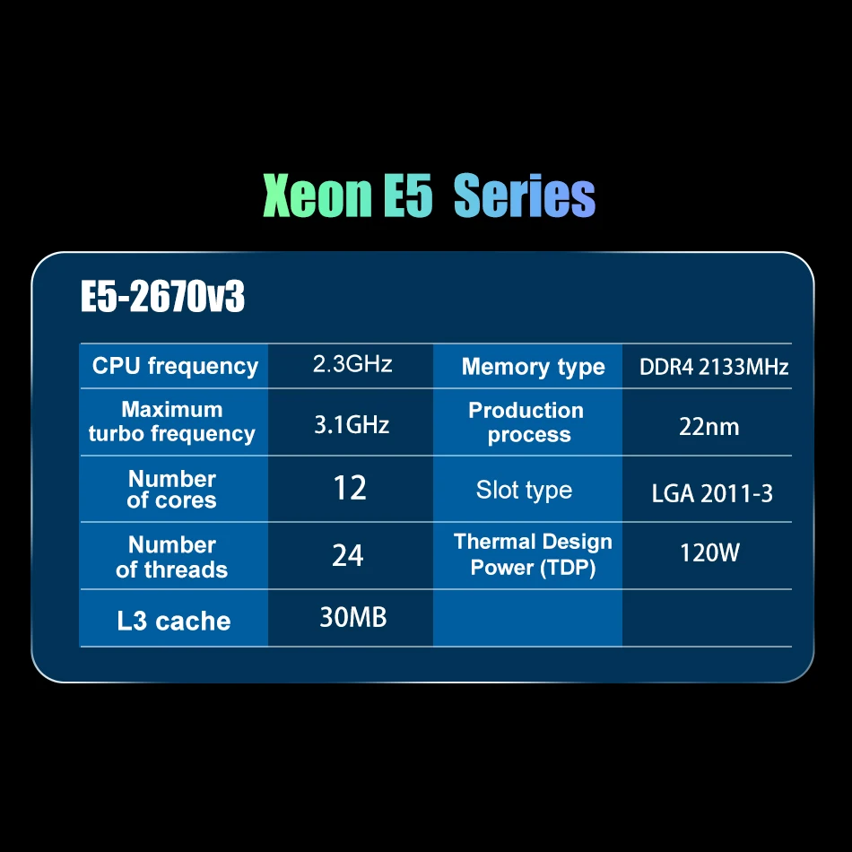 Intel Xeon Used CPU Official Version E5-2670V3 SR1XS X99 2.30GHZ 30M 12-CORES E5 2670 E5-2670 V3 LGA2011-3 Processor E5 2670V3 images - 6