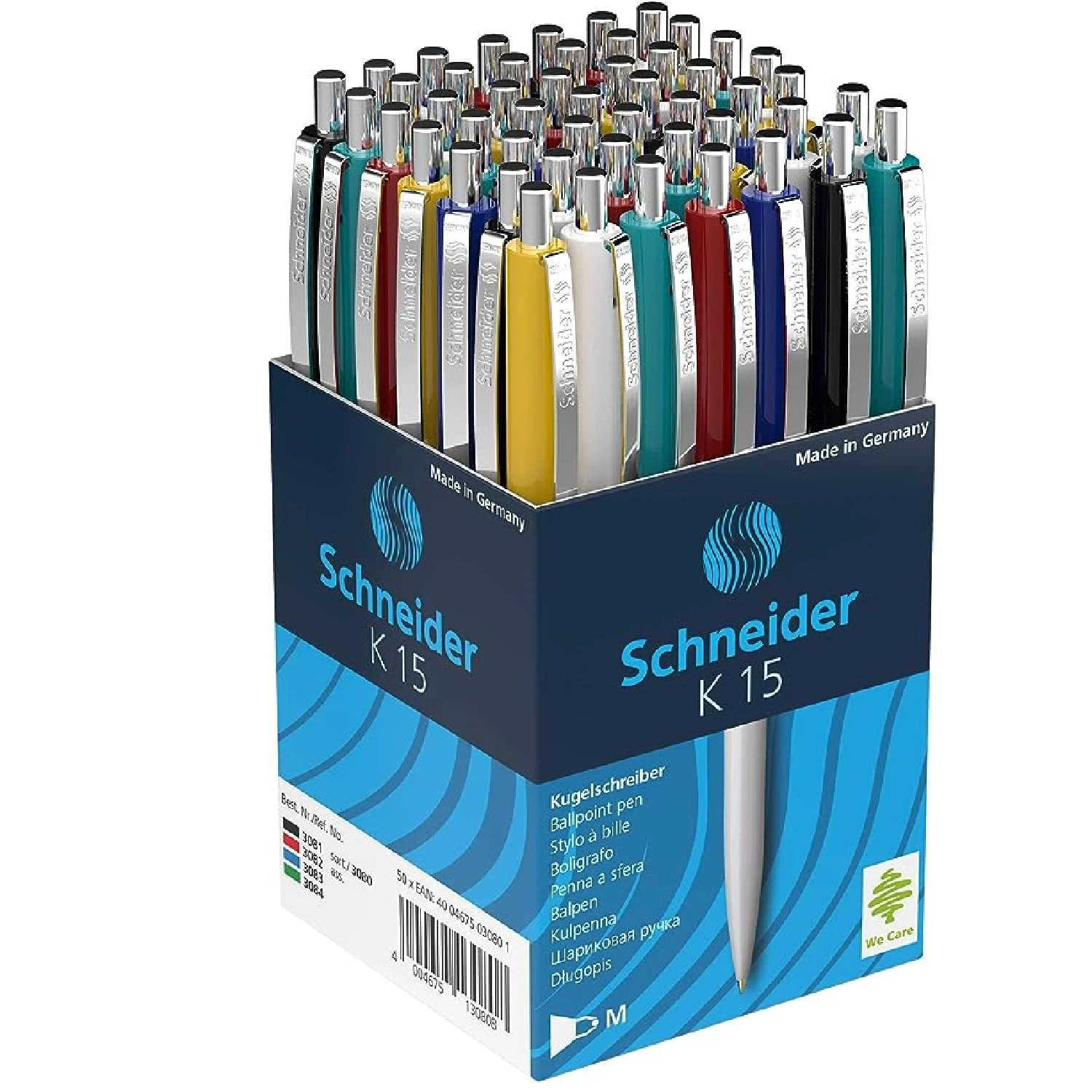 Schneider K15 Ballpoint Pens with Steel Clip Pack of 10 Assorted Colors