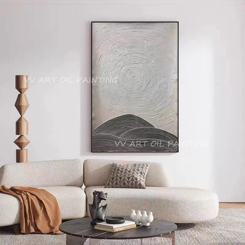 Простой чистый 100% ручная роспись серый нож для картины коричневая картина маслом