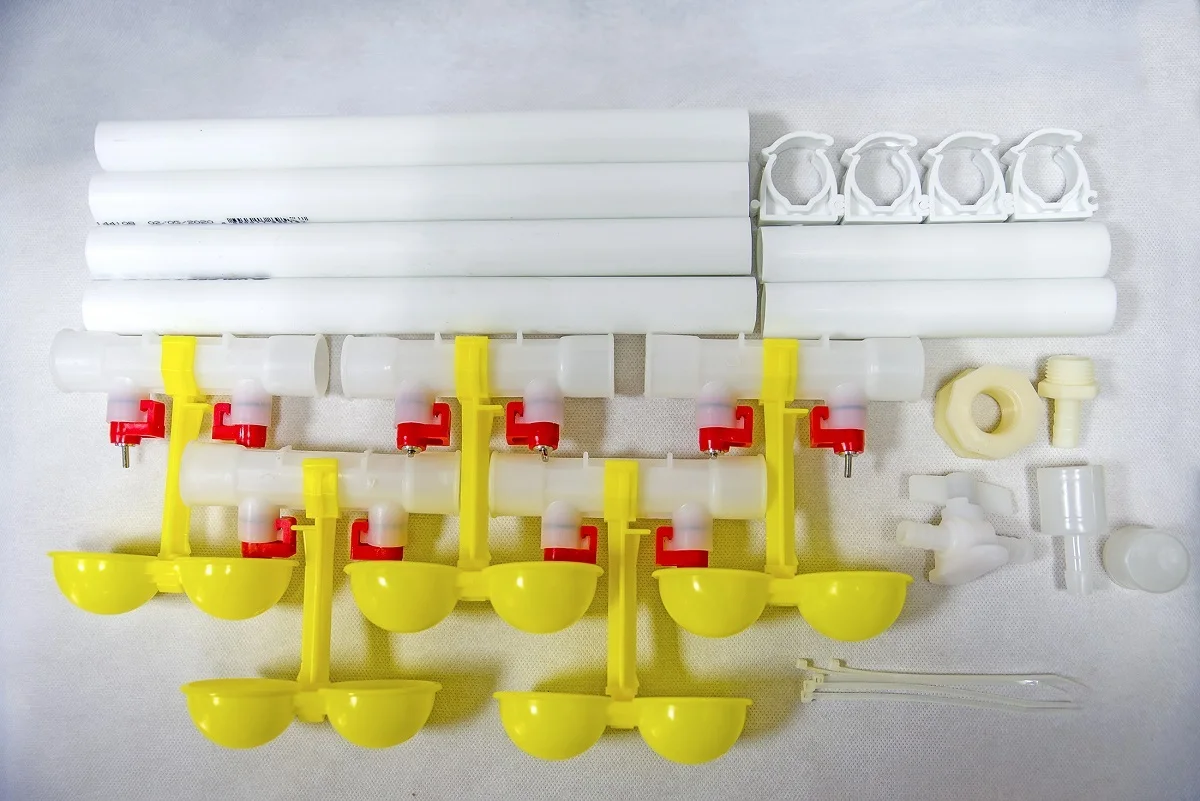 Комплект ниппельного поения для кур перепелов цыплят Поилка птиц курятника