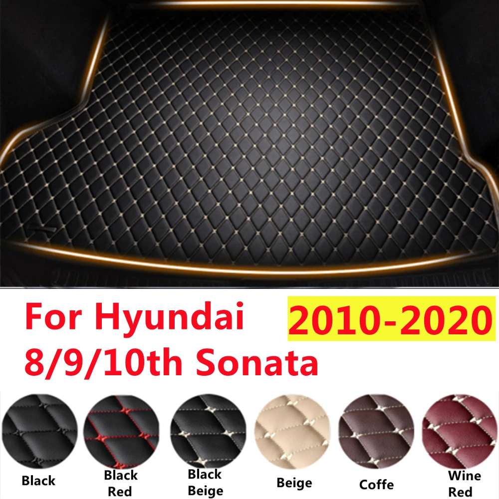 

SJ XPE Leather Car Trunk Mats Custom Fit For HYUNDAI 8th/9th/10th Sonata (2010-11-12-2020) Waterproof Cargo Liner Boot Carpets