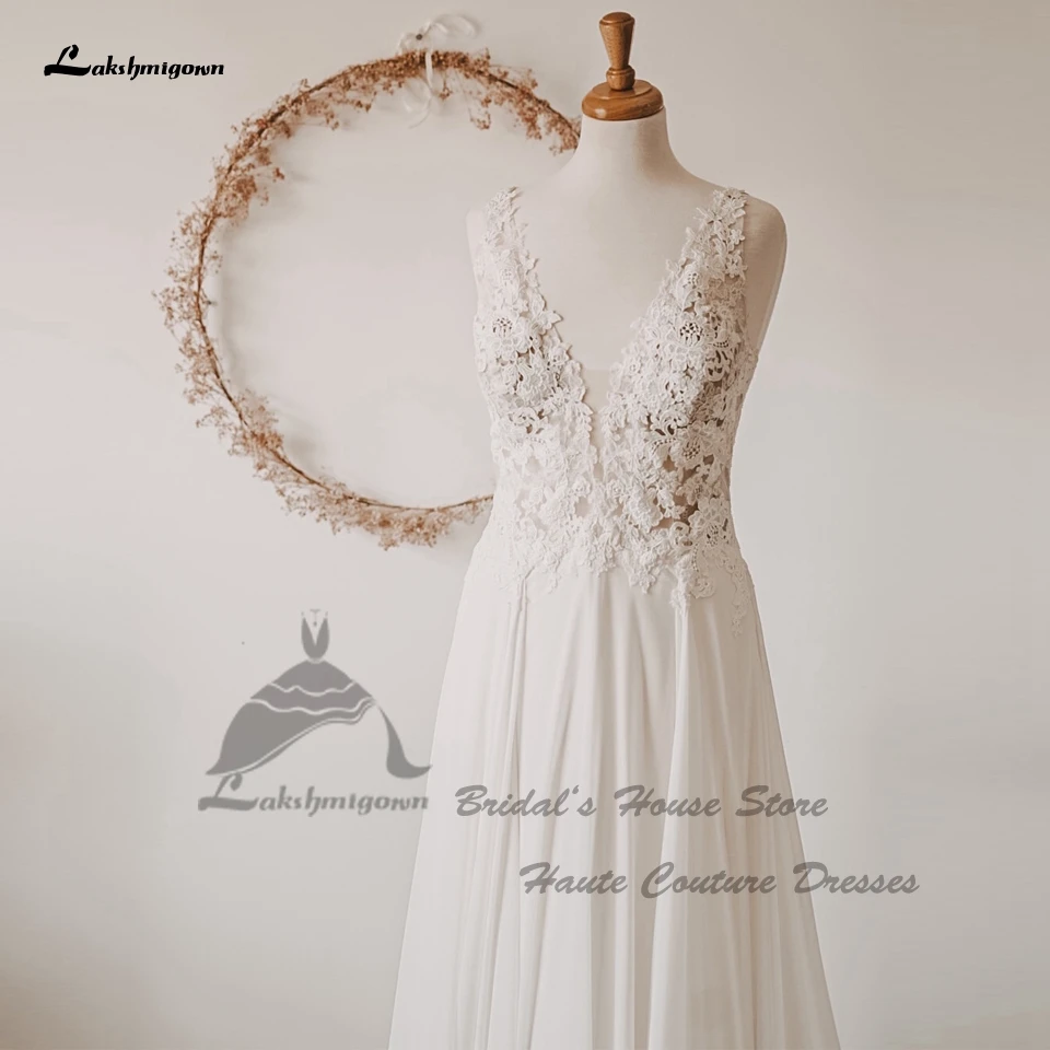 

Lakshmigown простое шифоновое свадебное платье в стиле бохо для женщин 2022 халат с V-образным вырезом сексуальное свадебное приемное свадебное ве...