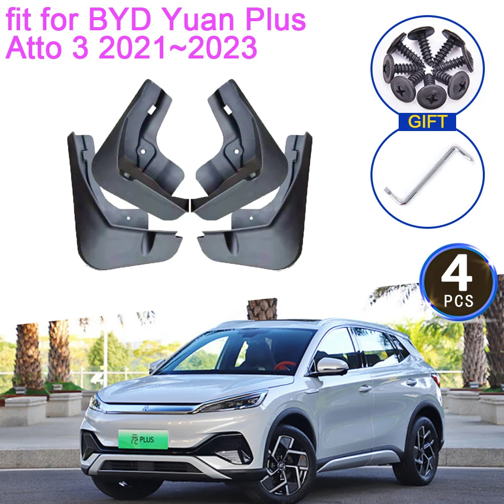 Guardabarros para coche BYD Atto 3 Yuan Plus EV 2021 ~ 2023, accesorios 2022, guardabarros antisalpicaduras, guardabarros delantero y trasero