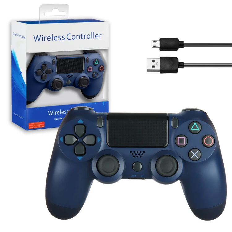 Джойстик PS4 DualShock беспроводной AA темно-синий (без логотипа) включен.