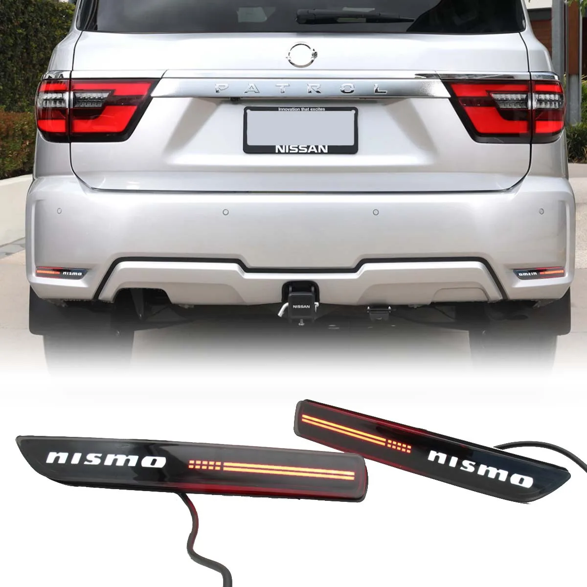 

2PCS Rear Bumper Reflector Light For For Nissan Patrol Sylphy 2020-2022 With 3 Function DRIVING+BRAKING