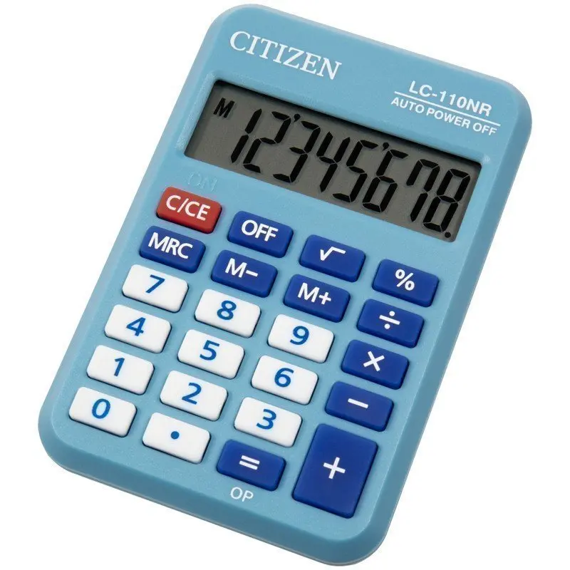 CITIZEN Калькулятор карманный LC-110NRBL 8 разрядов питание от батарейки 88*58*11мм голубой