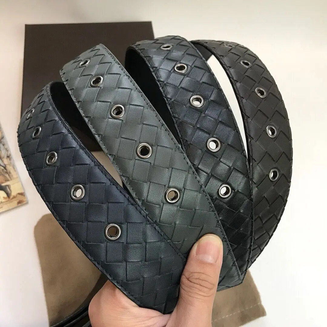 BOTTEGA VENETA Стиль 1: 1 Пояс Hmade из бычьей кожи Lier Steel Sblasted металла Elegant