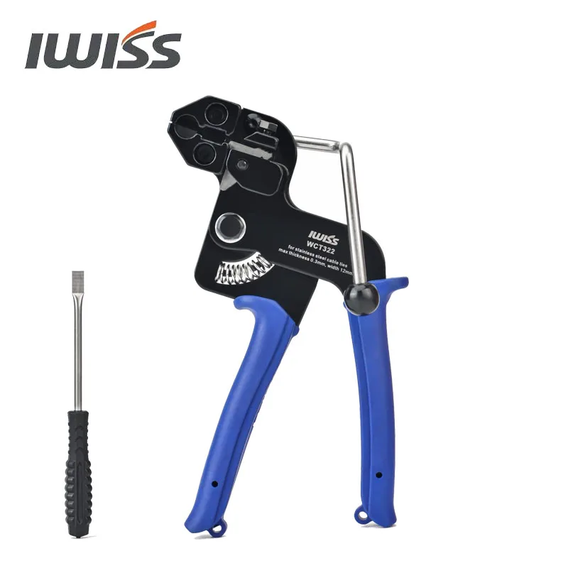 IWISS Stainless Steel Cable Tie Gun Wrap Tool Metal Zip Tie Tightener Tensioning & Cutting Functional Cable Tie Gun c/w Free Zip
