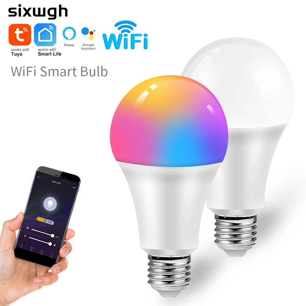 Умная цветная лампа E27 с Wi-Fi 9 Вт светодиодная RGB поддержкой Alexa Google Home Tuya Smart 110-250 В +
