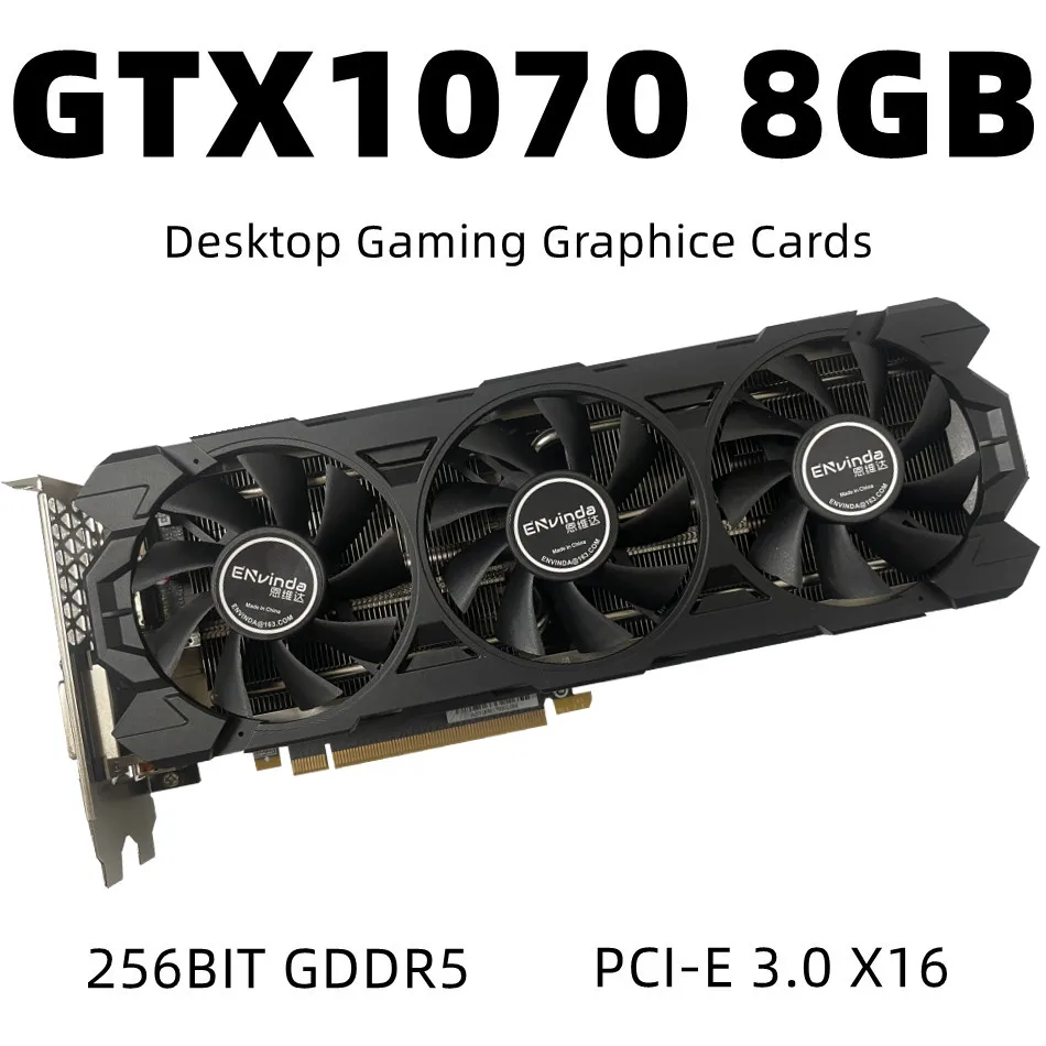 

Бывшая в употреблении игровая видеокарта Envinda GTX 1070 8 Гб GPU NVIDIA GeForce GTX1070 8 Гб видеокарта для настольного ПК Компьютерная игра VGA