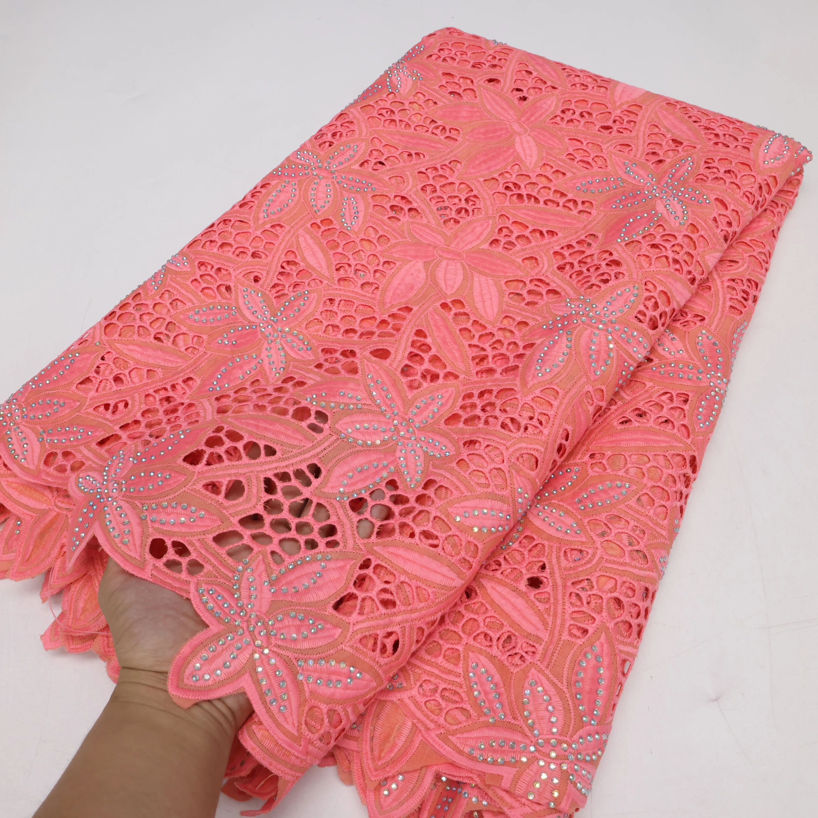 NI.AI 5 ярдов оранжевое Африканское гипюровое кружево 2022 высокое качество сухое