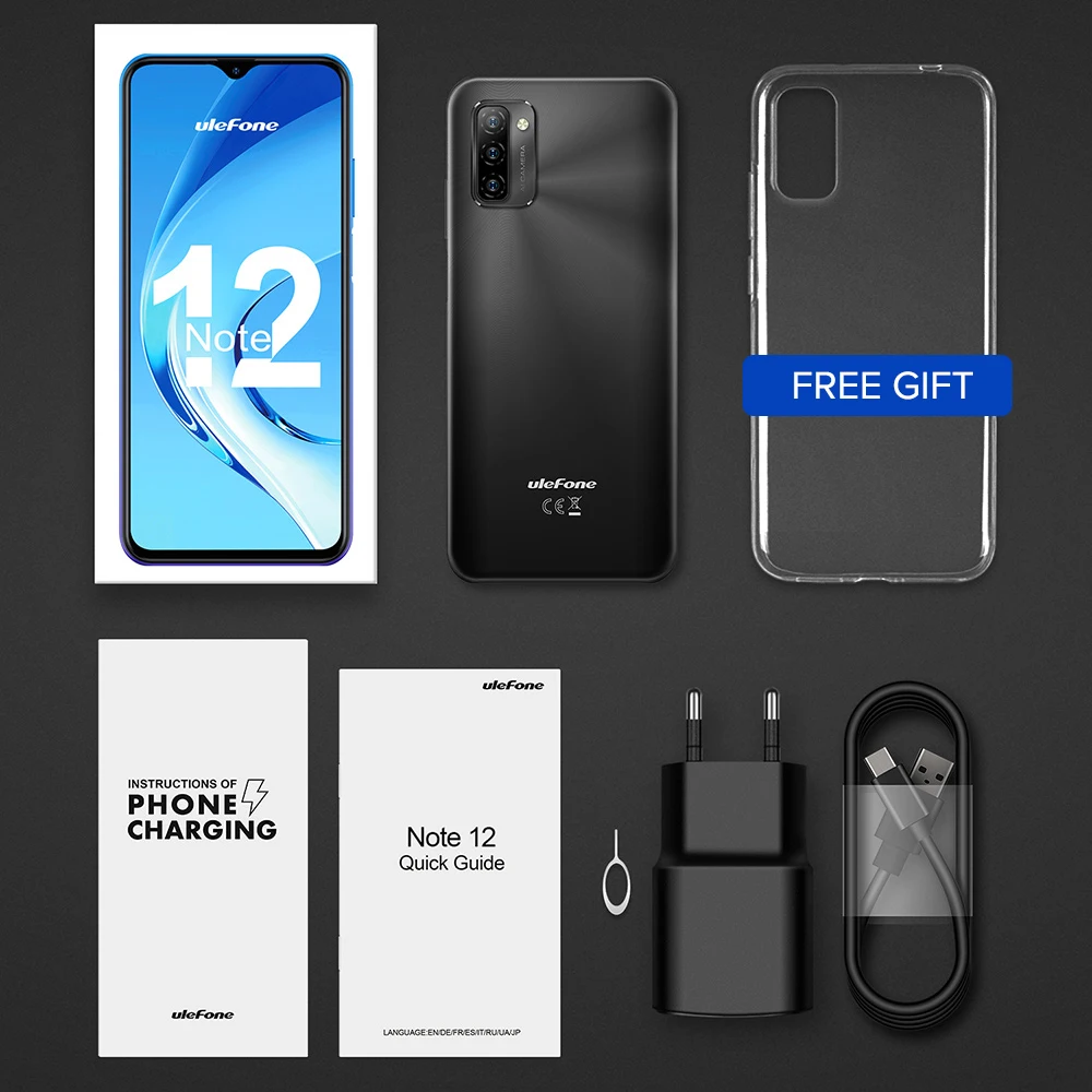 Ulefone 7700mAh Note 12 Smartphone 4GB+128GB 6.82" Celular Phone 13MP Camera Quad Core Android 11 GPS 3-Card Slot |