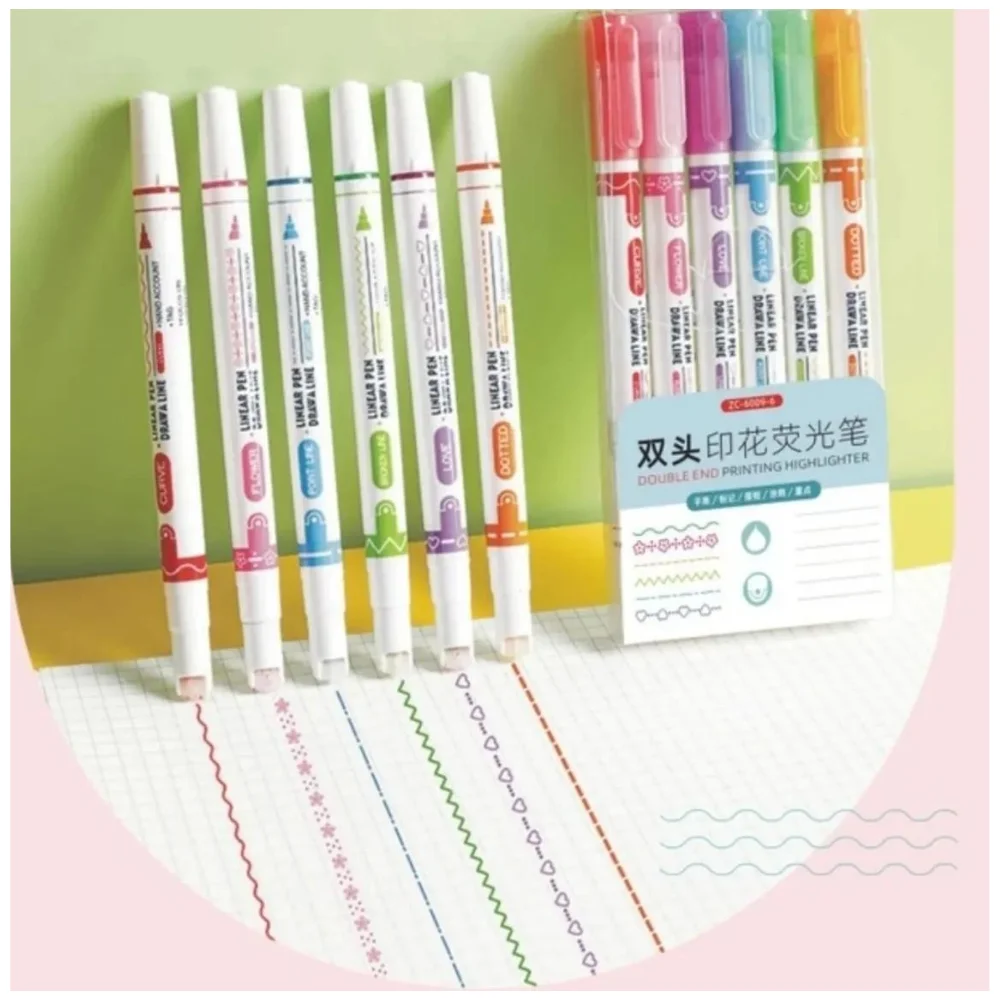 Patterned Cylinder 6 Shape Drawing Pen 6 Sturdy Ergonomic Of