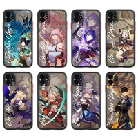 Hot Genshin Impact Game Phone Case For IPhone Pro Max Plus Black Matte Translucent Cover Funda Coque New