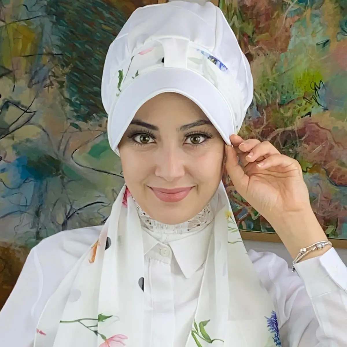 

White Scarf Hat New Fashion Islamic Muslim Women Scarf 2021 Trend Hijab Which Are Immediately Ready-to-Wear Beanie Bone Koton Chiffon
