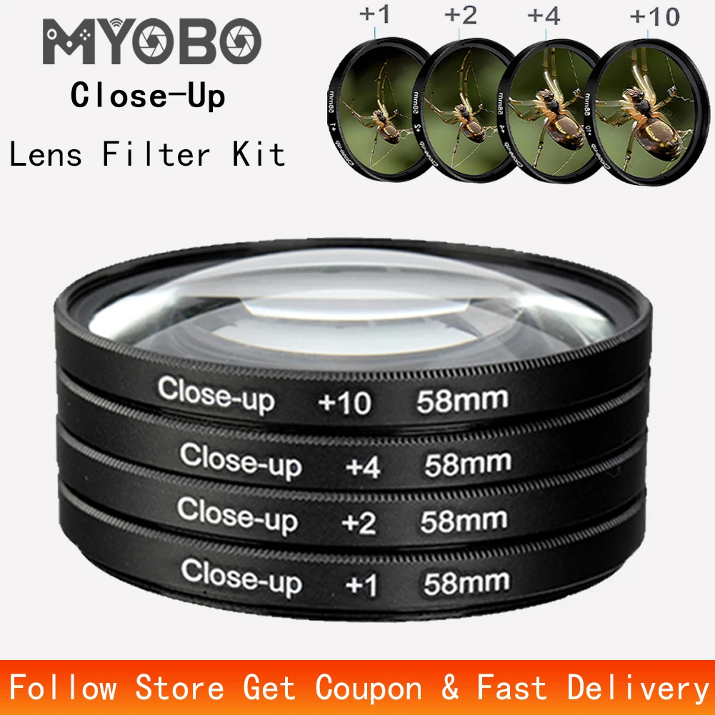 Фото Макрофильтр MYOBO для объектива крупным планом +1 +2 +4 +10 Комплект фильтров — 37 40,5 43 46 49 52 55 58 62 67 72 77 82 мм для фильтра зеркальной камеры №1