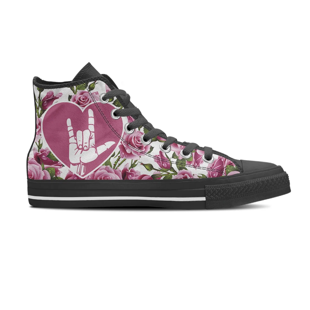 Nopersonality Leisure High Top Ladies Canvas Shoes Wild Classic Print Flower Vulcanized Sneakers Round Toe Student Shoes