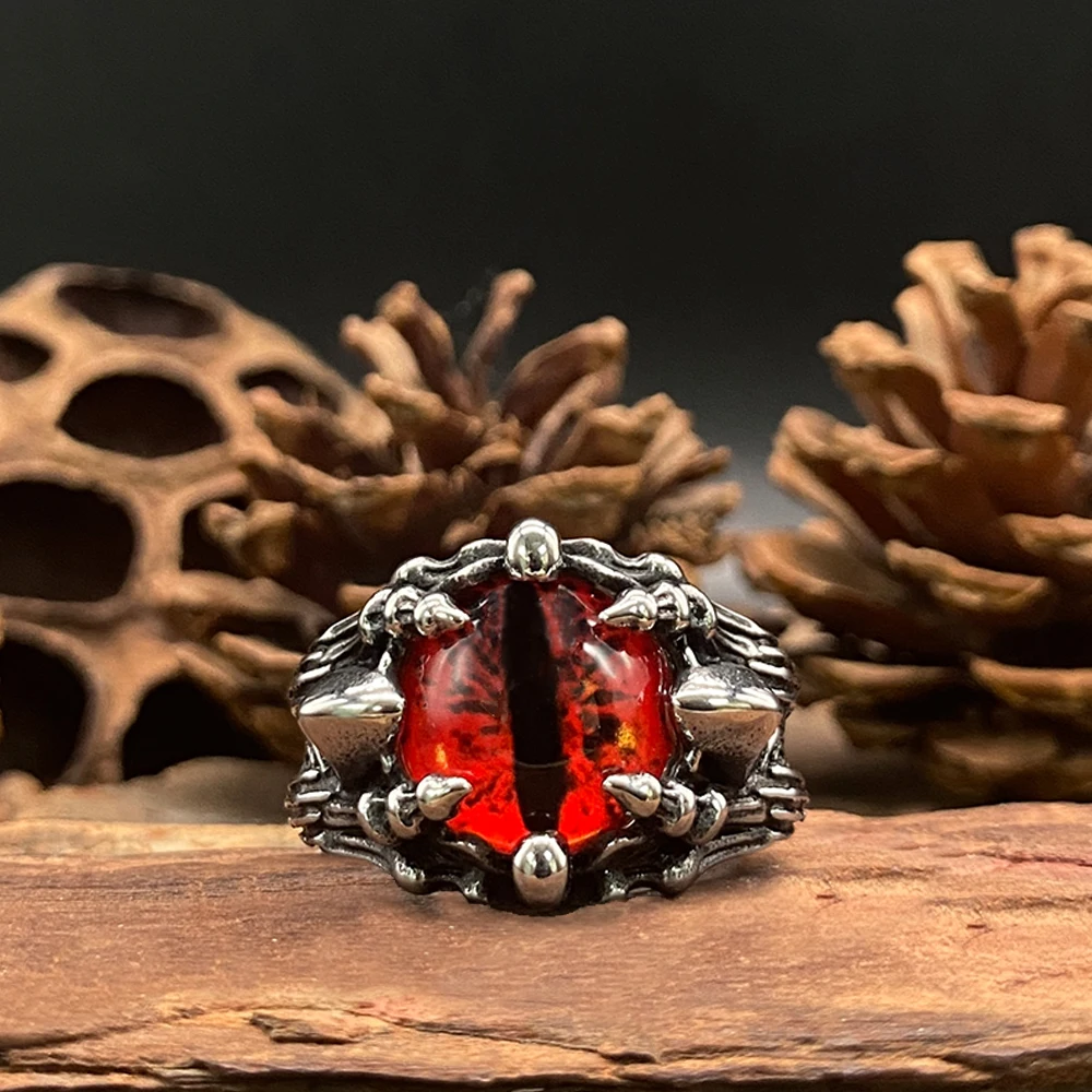 Кольцо с когтями дракона Дьявольские глаза для мужчин красный циркон глаз смерти