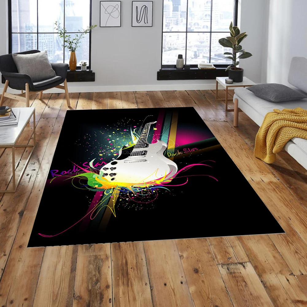 Colorful Guitar 3D Printed Carpets For Living Room Non-Slip Area Rugs Bedroom bedside Modern Home Decoration Washable Floor Mats