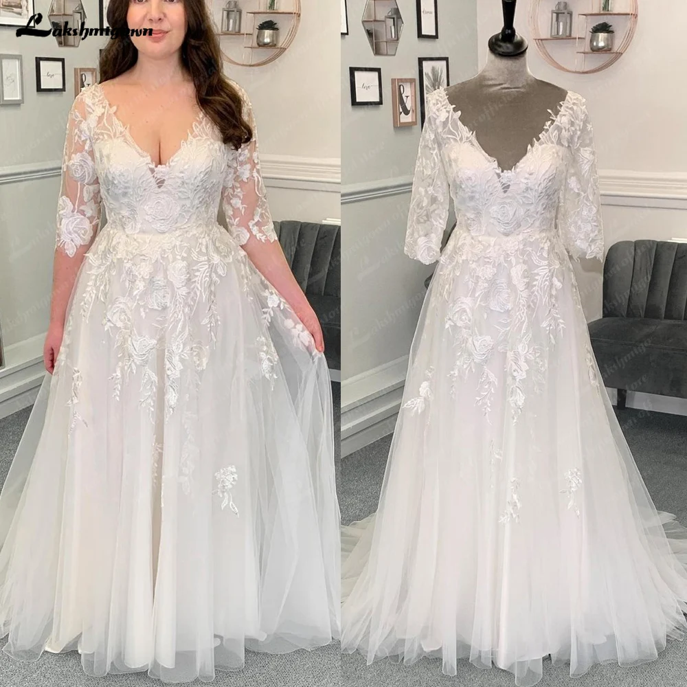 

Винтажное свадебное платье с длинным рукавом 2023 с поясом Vestidos V-образный вырез Кружевная аппликация Бохо Свадебные пляжные свадебные наряд...