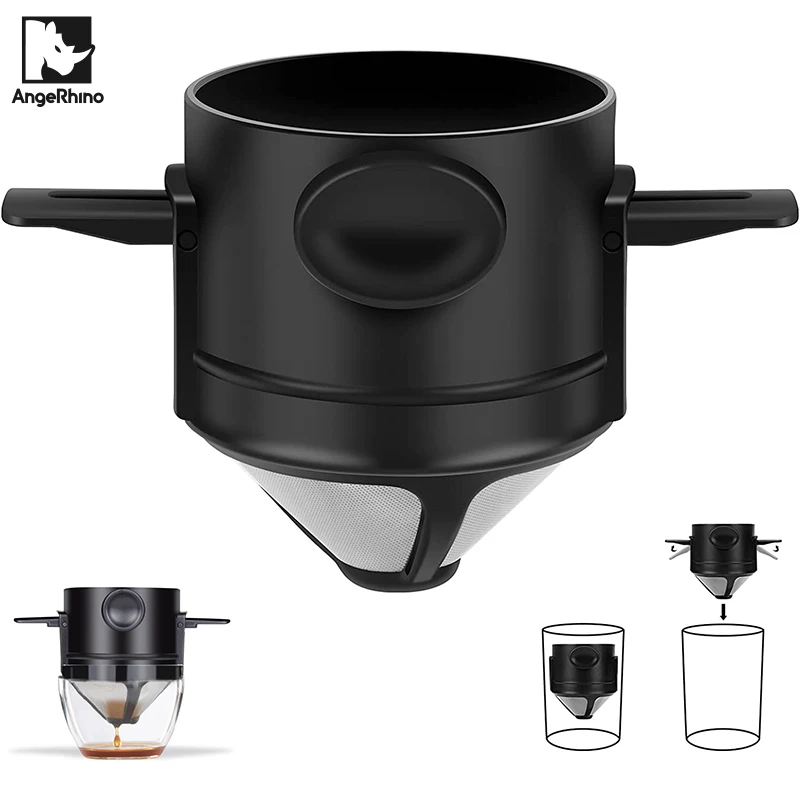 

Outdoor Coffee Dripper Portable Coffee Filter Mini Collapsible Paperless Pour Over Coffee Maker for Travel Camping Backpacking