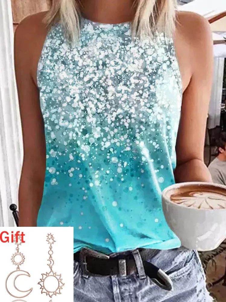 

Color Block Gradient Glitter Tank Top Summer Sleeveless T-shirt Casual V-neck Sexy Crop Tops Summer Women Clothes y2k clothes