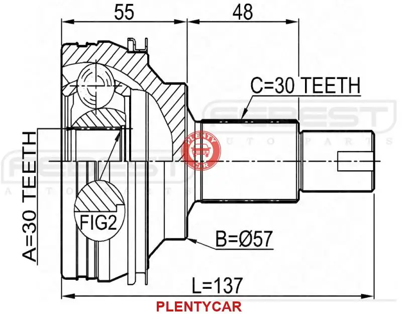 Шрус наружный Febest 0110-GRX125 |