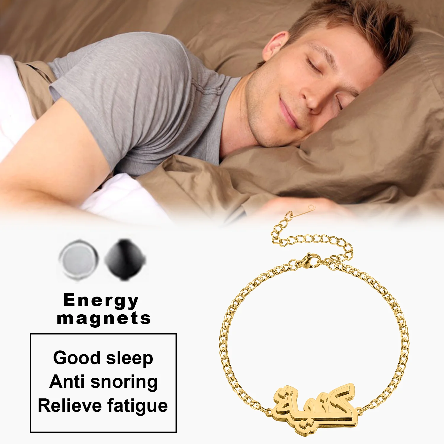 Новинка 2022 браслет с арабским именем терапевтический камень Золотая табличка