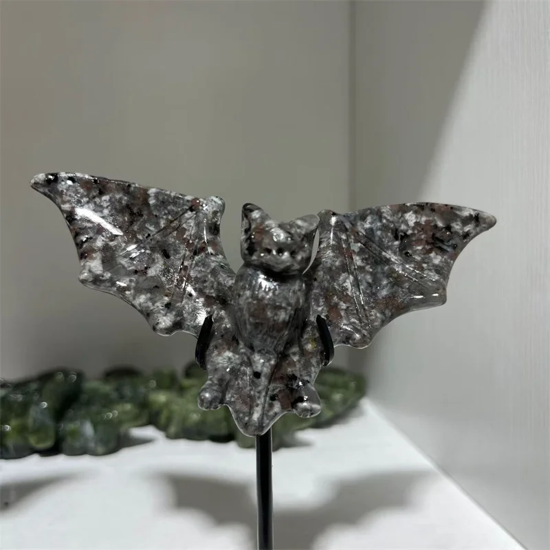Натуральный обсидиан скульптура летучей мыши орнамент йоперлит летучая мышь