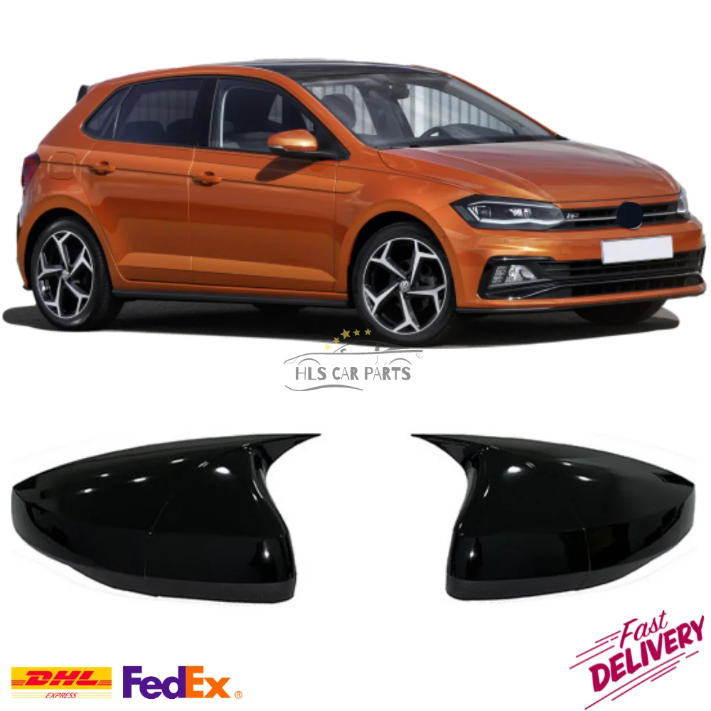 

Bat Style Mirror Cover for VW Polo MK6 2018-2020 Car Accessories Piano Black Tuning Auto Sport Design R32 GTI R-Line Exterior