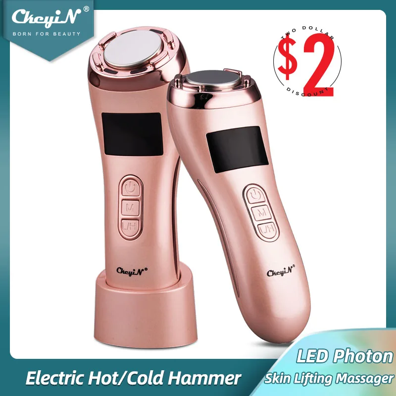 

CkeyiN Face Massager EMS LED Hot Cold Ion Sonic Vibration Facial Lifting Anti Aging Cleaning Moisturizer Beauty Skin Care Tool48