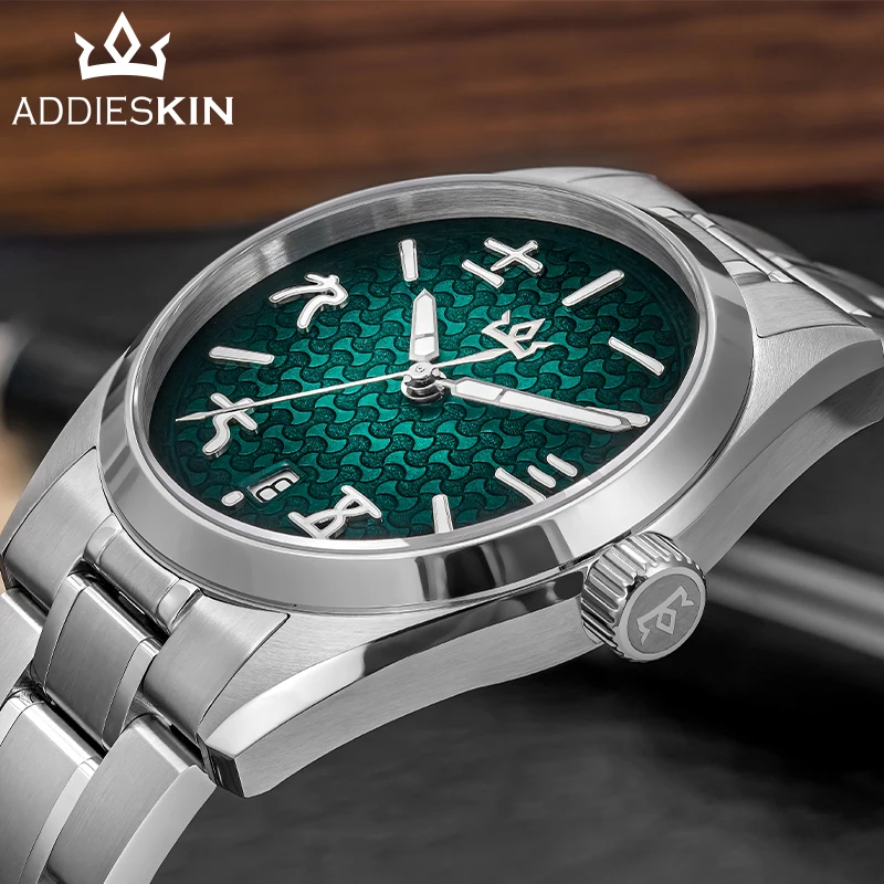 Фото Механические часы ADDIESKIN K011 с китайским циферблатом-монетой, мужские, с сапфировым стеклом, светящиеся BGW9, водонепроницаемость 100 м, из нержавеющей стали, деловые №3