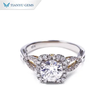Tianyu Gems Custom Lab Diamonds Rings 1.03ct E/VS1 Ideal Cut Round IGI Diamond 14K White&Yellow Gold Au585 Women Engagement Ring 1