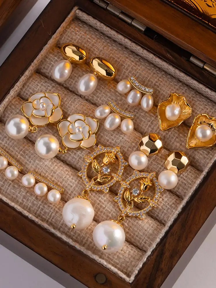 Uworld Минималистические естественные жемчужные серьги моды корейские простые элегантные металлические текстуры стильные ювелирные изделия для девочек подарок.