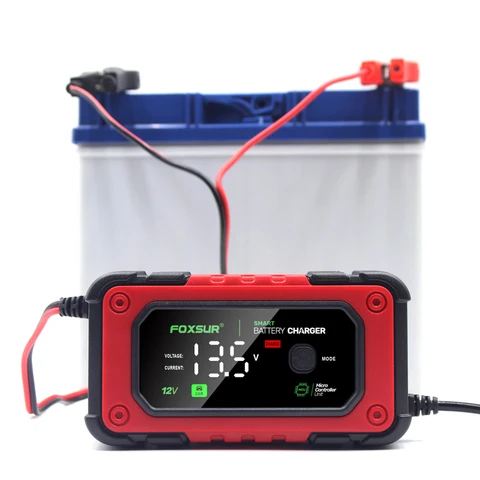 12V 7A Полностью автоматическое интеллектуальное зарядное устройство для аккумулятора ЖК-дисплей Power Pulse Repair Charger Большой экран для автомобиля мотоцикла AGM GEL WET