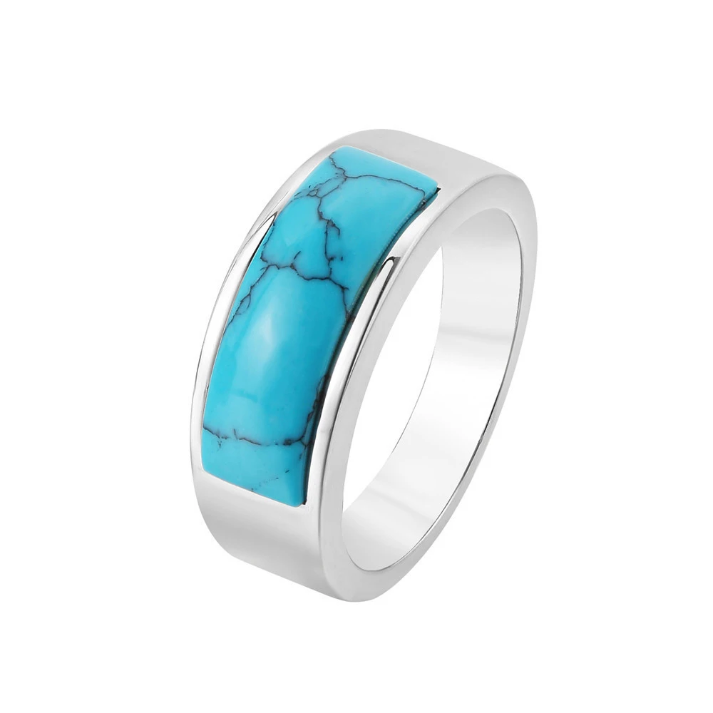 

Vintage Silver Color Imitation Turquoise Knuckles Rings For Women Girl Punk Hip Hop Jewelry Couples Winding Bands Accessories