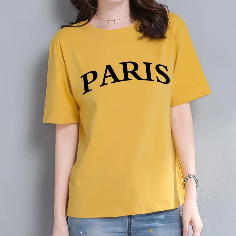 

Футболка мужская и женская хлопковая с коротким рукавом, рубашка в французском стиле с принтом Парижа и надписями, подходит для улицы, лето