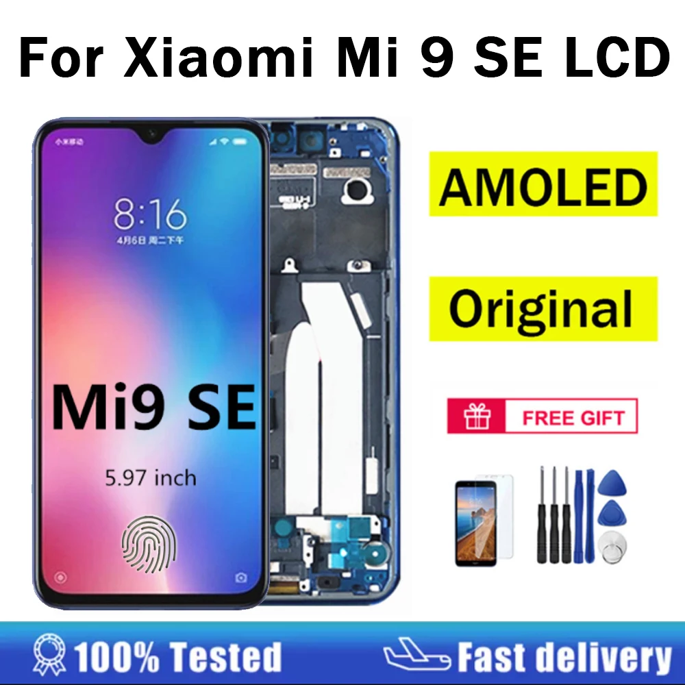 Original LCD For Xiaomi Mi 9 SE LCD Display Touch Screen Digitizer Assembly with fingerprint For Xiaomi Mi 9SE Mi9 SE Display