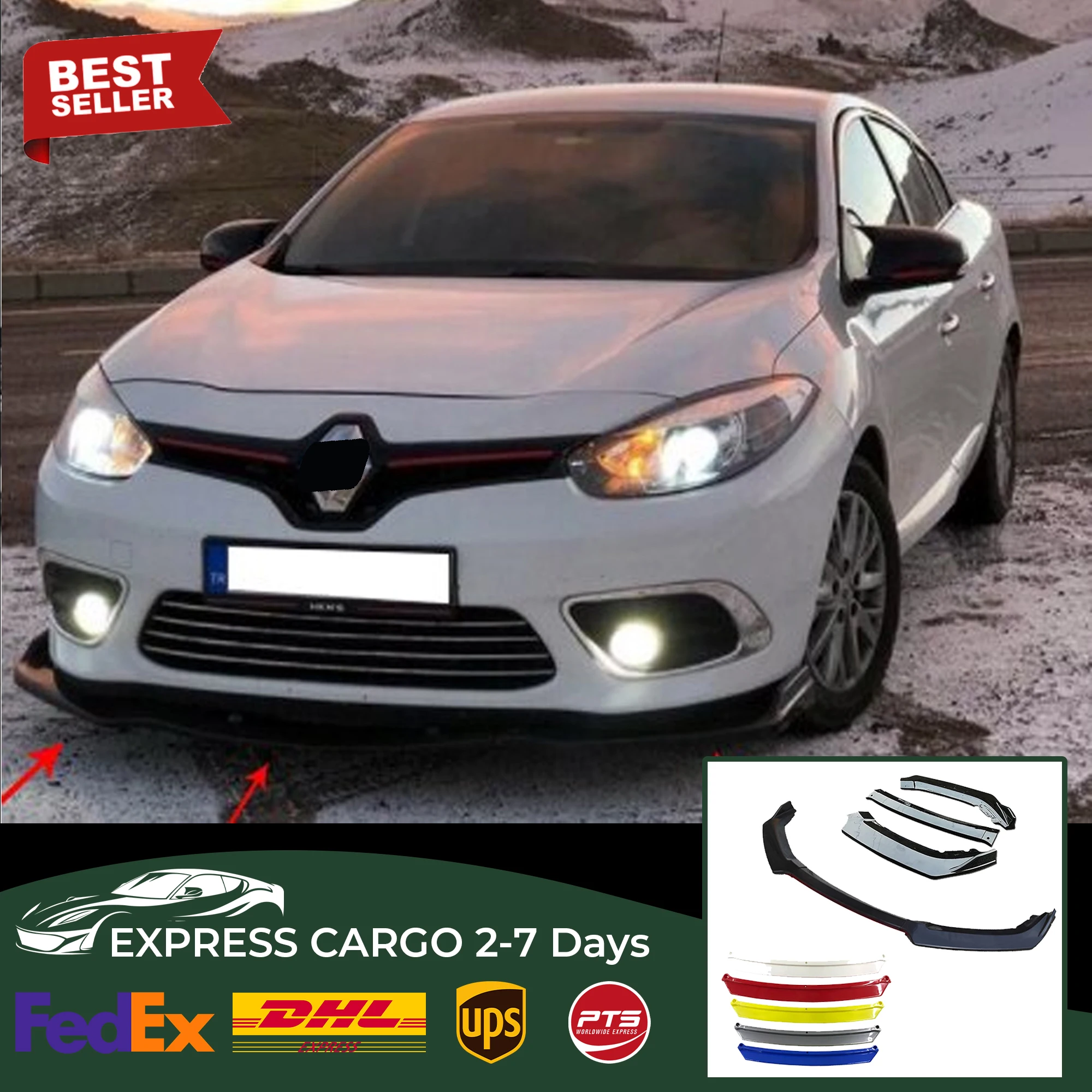 

For Renault Fluence Accessories Car Front Bumper Lip Black Diffuser Body Kit Spoiler