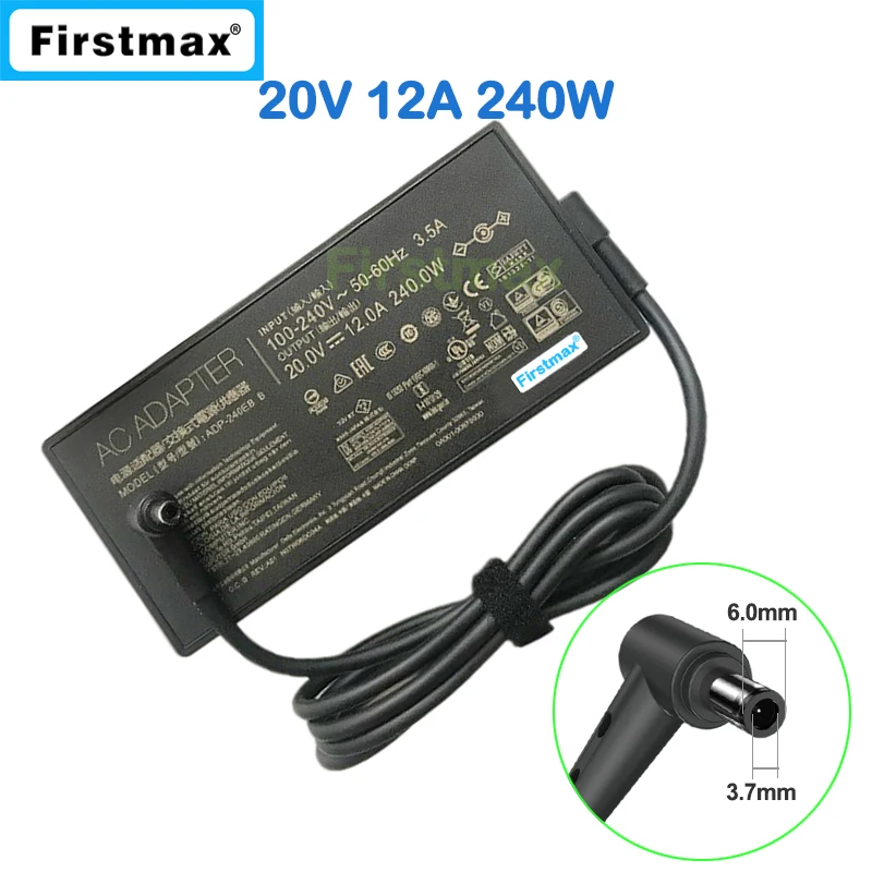 20V 12A 240W Gaming Laptop Charger for Asus ROG Zephyrus GA402RJ GA402RK GA503RS GA503RW GA503RX GU603ZE G603ZM GU603ZW